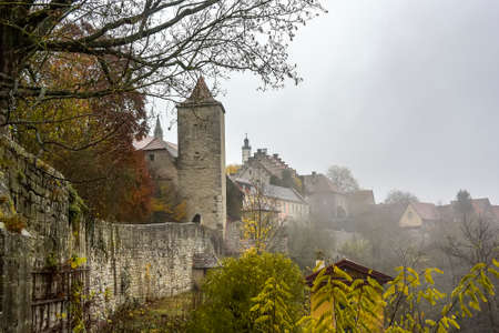 Skyline panorama view from town wall of Rothenburg ob der Tauber town, Bavaria, Germany. November 2014. High quality photoの写真素材