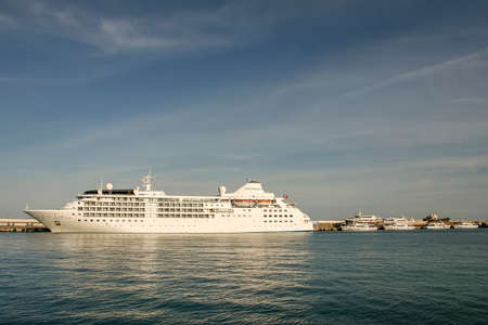Large cruise ship in the port of Yalta, Crimea, Ukraine. June 2011. High quality photoの写真素材