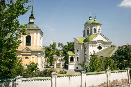 Holy Intercession Podil Church in the style of Ukrainian Baroque in historical center of Kyiv, Ukraine. May 2011. High quality photoの写真素材