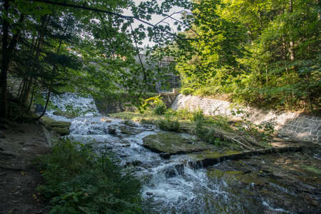 View to Lomnica River in Karpacz, Poland, September 2021. High quality photo