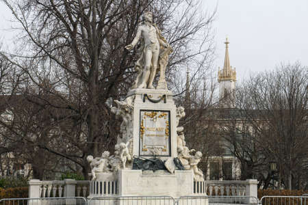 The Mozart Monument in the Burggarten in the Innere Stadt district of Vienna, Austria. January 2022の写真素材