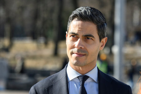 Dutch Prime Minister Rob Jetten during his visit to Kyiv, Ukraine, on March 8, 2026. High quality...