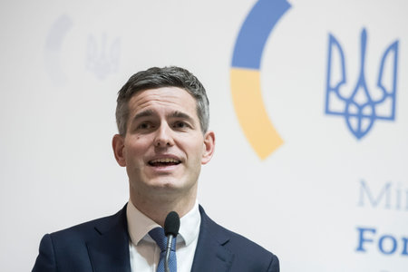 Dutch Foreign Minister Tom Berendsen during the press conference in Kyiv, Ukraine, February 28, 2026. High quality photoのeditorial素材