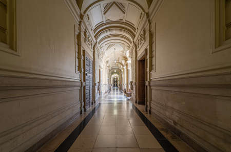 Brussels Capital Region - Belgium - 06 05 2022 - Decorated isle with bowed arches of the court of justiceのeditorial素材