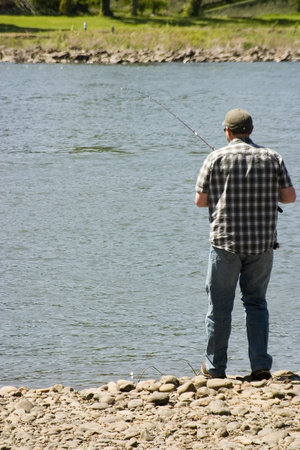 Man fishing on the river