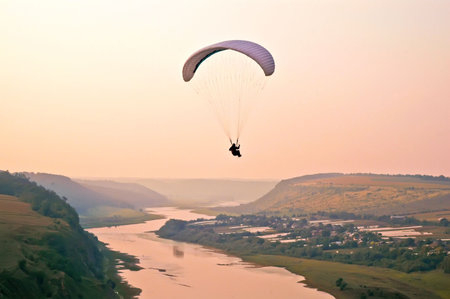 Air adventure - evening paragliding above the Dnister river canyon