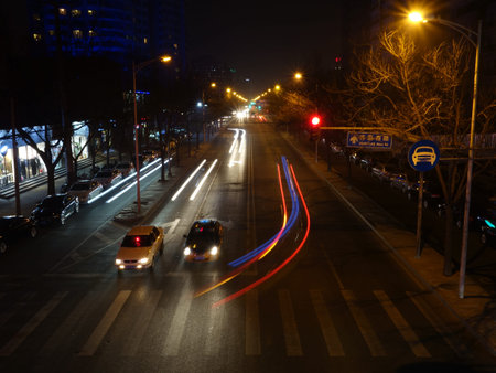 nite roadway viewのeditorial素材