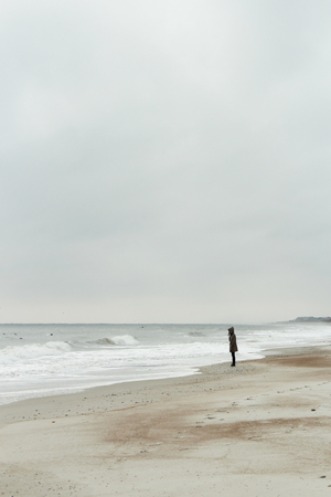 Gloomy winter day at beach sideの写真素材
