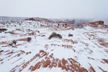 winter day hike to horseshoe bendの写真素材
