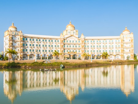 The School buildings in European style, view from road, Thailand のeditorial素材