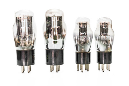 Vacuum electronic preamplifier tubes  Isolated image on white background