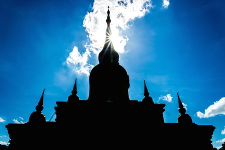 Silhouette Buddha's relics in Thailand, Name is phra tard na dunの写真素材