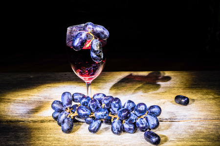 red wine and grapeの写真素材