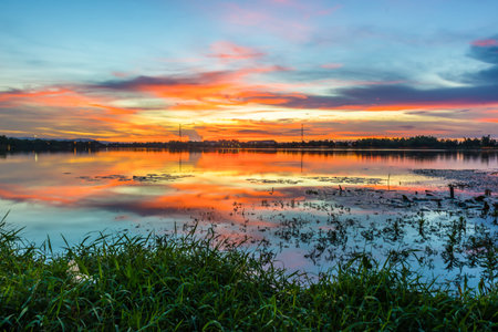 sunset landscape image in thailand.の写真素材