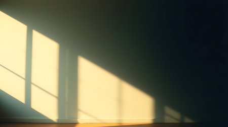 Minimalistic abstract gentle light beige background with light andand intricate shadow from the window on wallの素材
