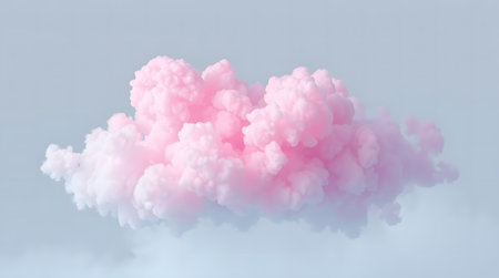 A captivating image of a fluffy, pink cloud formation against a soft white background.の素材