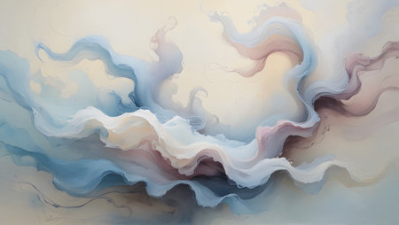A watercolor painting surface with a dreamy color palette. The swirling patterns and luxurious colors create a visually striking and elegantの素材