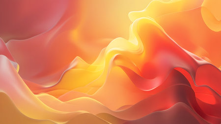 A mesmerizing 3D render of liquid metal flowing and swirling in warm tones of orange and yellow.の素材