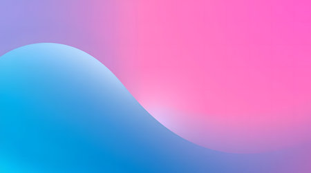 A minimalist abstract artwork featuring a smooth, flowing curve that transitions from blue to pink.の素材