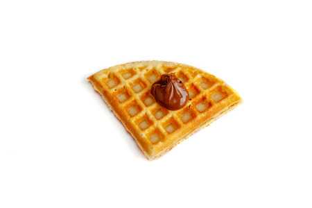 Homemade waffles on white backgroundの写真素材