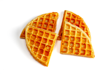 Homemade waffles on white backgroundの写真素材