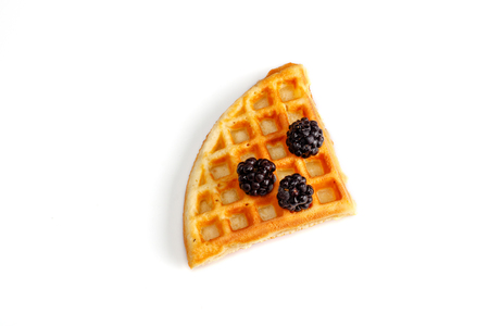Homemade waffles on white backgroundの写真素材