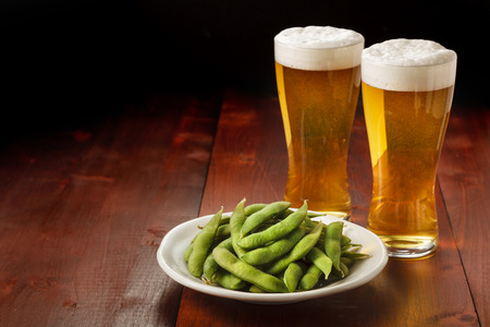 Beer and Green soy beansの写真素材