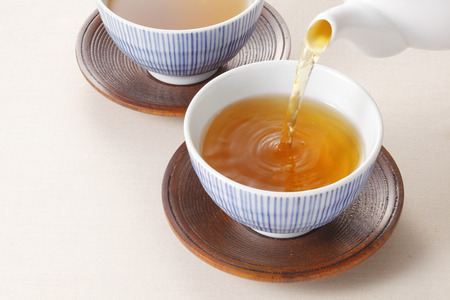 Japanese roasted green teaの写真素材