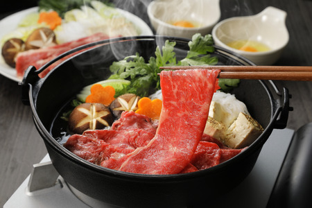 Japanese cuisine Sukiyakiの写真素材