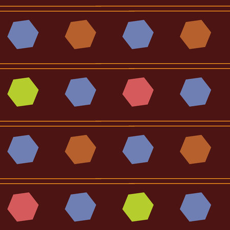 Abstract geometric flat shapes on a dark background for textiles. Seamless pattern. Dynamic...