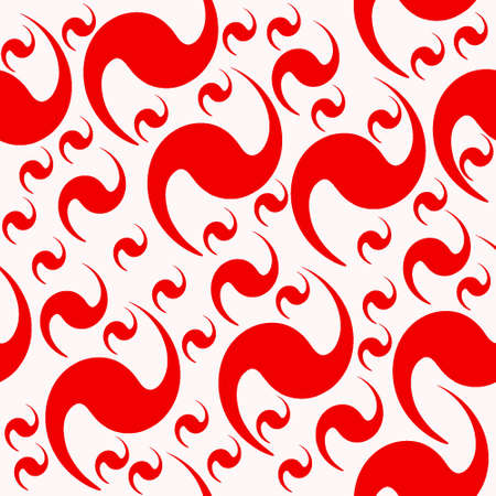 Abstract flat red elements of different sizes and the same shape on a light pink background for textiles.のイラスト素材