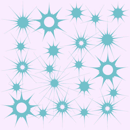 Abstract snowflakes of different configurations of blue color on a light pink background for textilesのイラスト素材