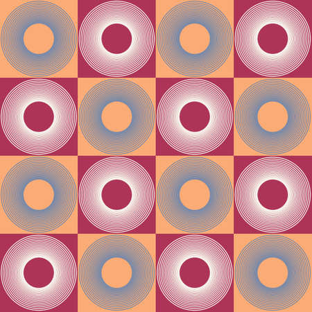 Abstract composition of geometric shapes for the cover, white and blue circles, yellow and burgundy squares for wallpaper.のイラスト素材