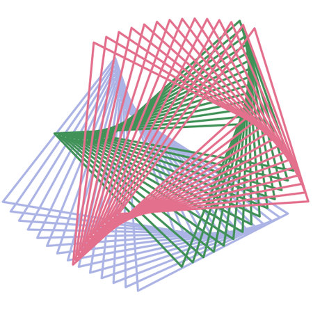Abstract tri-color element of a pattern of triangles on a white background.のイラスト素材