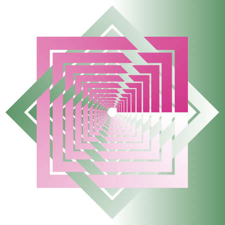 Abstract bicolor pattern element with green and pink gradient fill.のイラスト素材