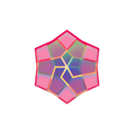 Abstract pentagon pattern element with gradient fill on white background.