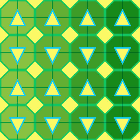 Seamless pattern of geometric abstract elements on a yellow background for textile. Yellow triangles...