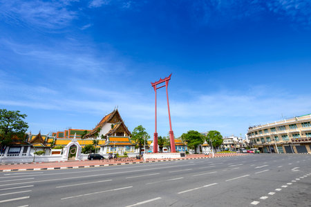 "The giant swing" The famous ancient landmark in Bangkok.の写真素材