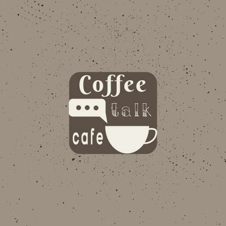 coffee cup logo and talk retro vintage style logo, badge, emblem vector symbol icon design concept inspiration idea illustrationのイラスト素材