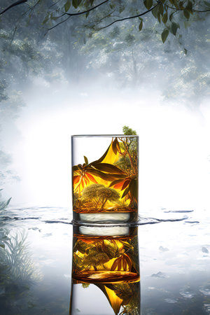 Drink in a glass, ecology. Generate Aiの素材