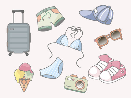 A set of elements to take at seaのイラスト素材