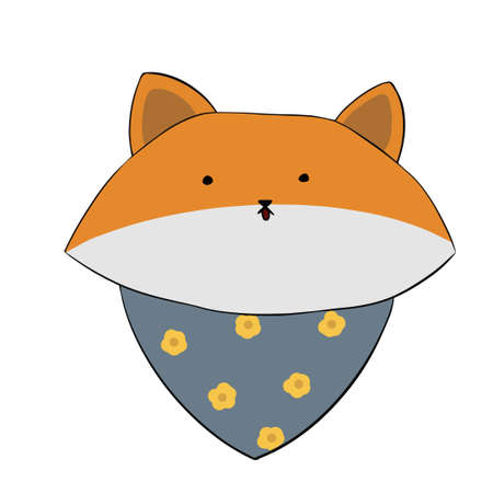 Fox in a cool scarf in a flowerのイラスト素材