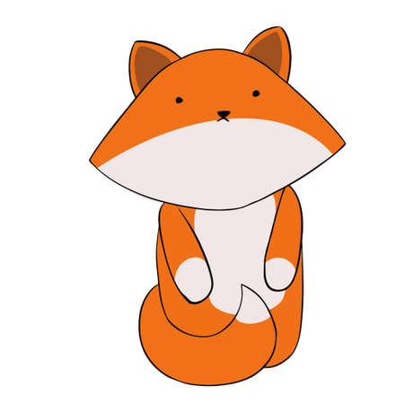 The fox stands on its hind legs with its tail in frontのイラスト素材