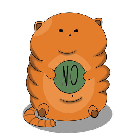 The fat cat says no yet, and is very angry that they offer him a cakeのイラスト素材