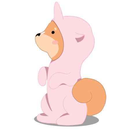 shiba inu in pajamas looking away and love youのイラスト素材