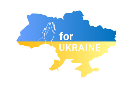 pray for ukraine vector map of ukraine hands folded in prayerのイラスト素材