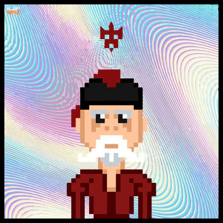 Vector Illustration Warriors of the universe on guard of the galaxy, pixel charactersのイラスト素材