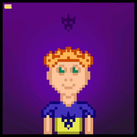 cartoon character in pixel vector art using a color filled backgroundのイラスト素材