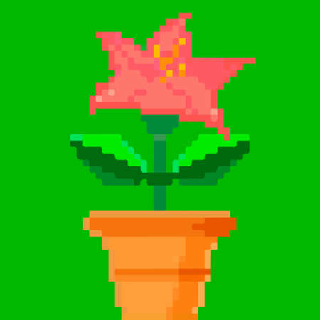Flower in a pot, pixel art and creating your own gardenのイラスト素材