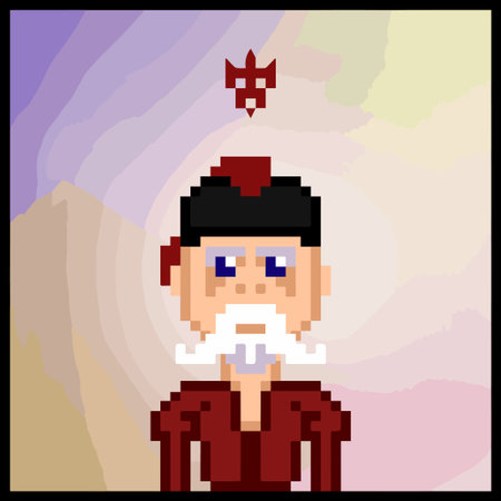 cartoon character in pixel vector art using a color filled backgroundのイラスト素材